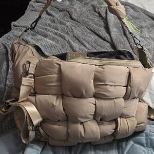 Sol And Selene Sixth Sense Woven Shoulder Bag in Nude